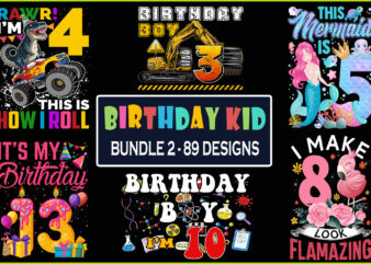 Birthday Kid T-shirt Design Bundle 2 – 89 Designs