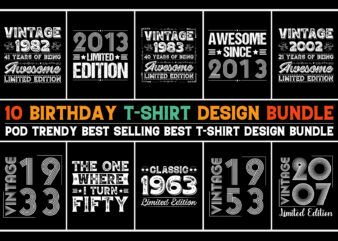 Vintage Birthday T-Shirt Design Bundle