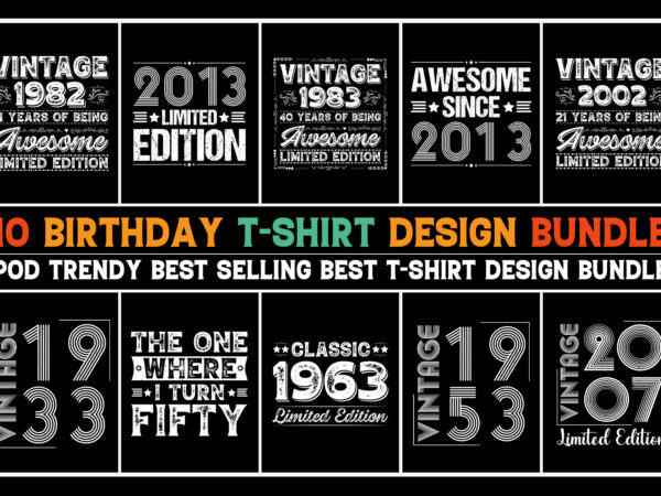 Vintage birthday t-shirt design bundle