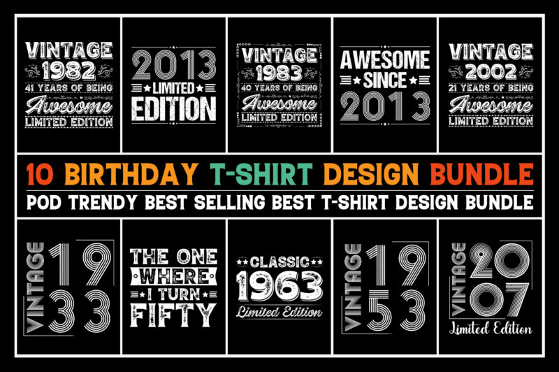 Vintage Birthday T-Shirt Design Bundle
