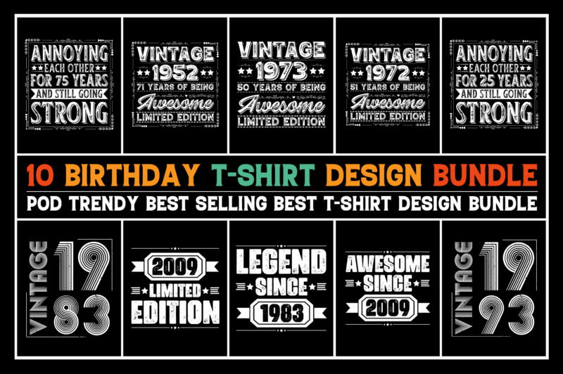 Birthday T-Shirt Design Bundle