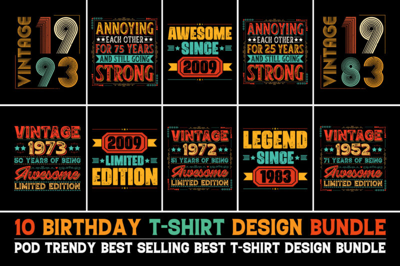 Birthday T-Shirt Design Bundle