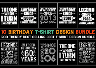 Vintage Birthday T-Shirt Design Bundle