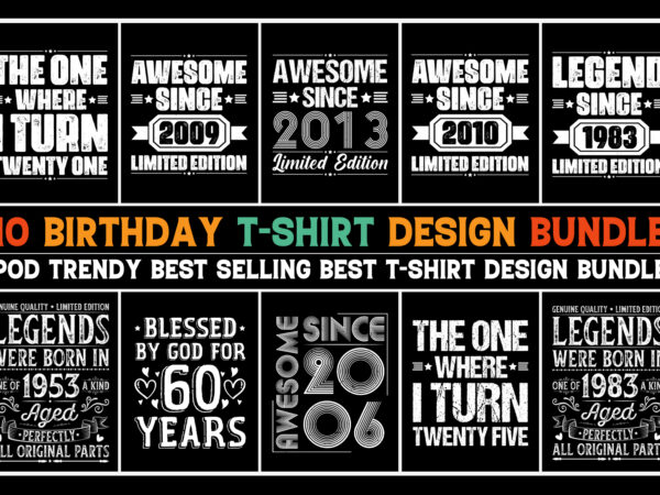 Vintage birthday t-shirt design bundle