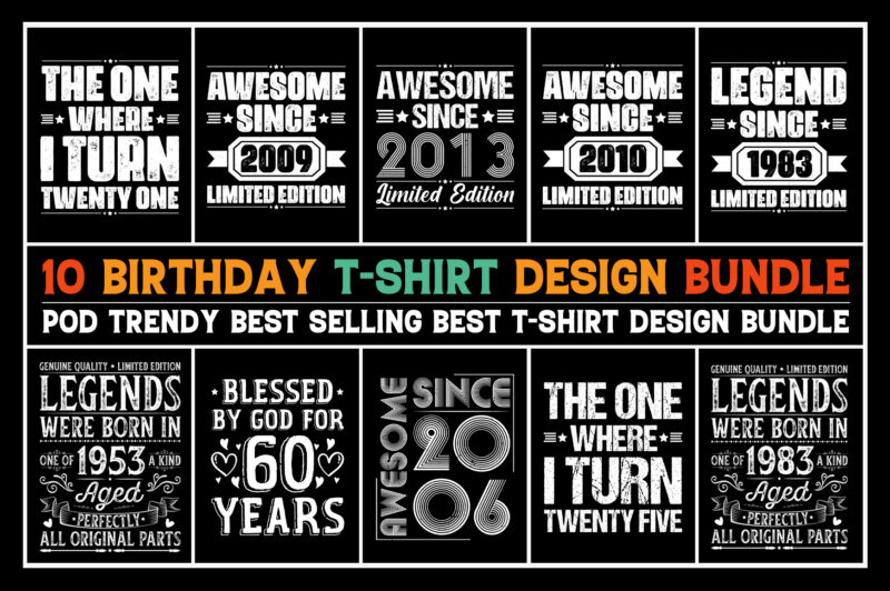 Vintage Birthday T-Shirt Design Bundle