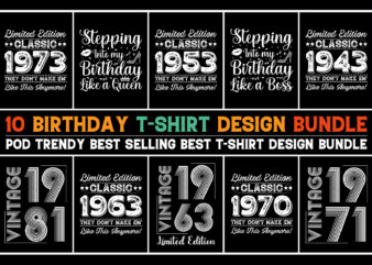 Vintage Birthday T-Shirt Design Bundle