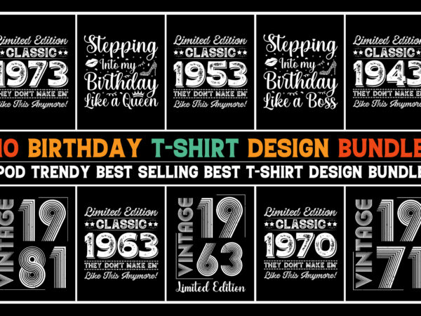 Vintage birthday t-shirt design bundle