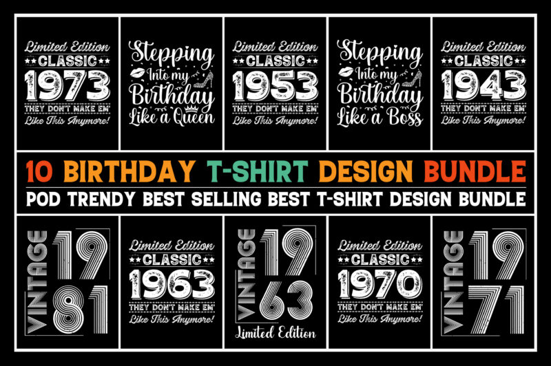 Vintage Birthday T-Shirt Design Bundle