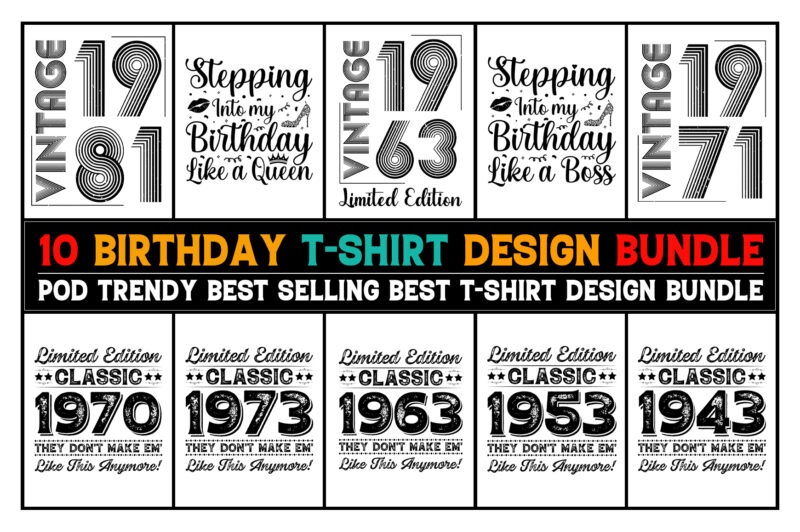 Birthday T-Shirt Design Bundle