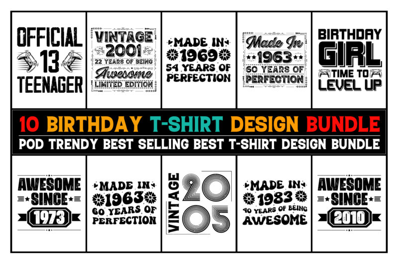 Birthday T-Shirt Design Bundle