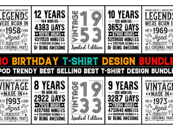 Birthday t-shirt design bundle