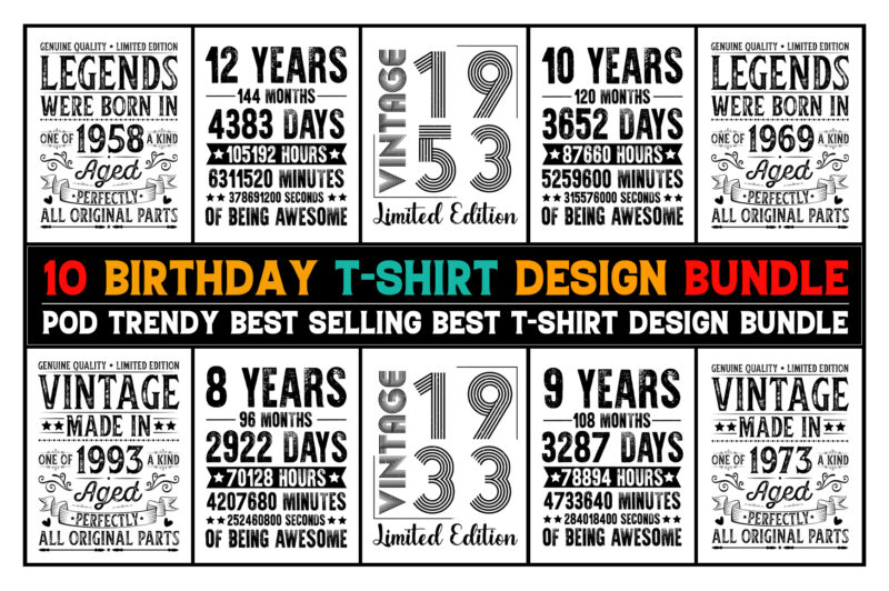 Birthday T-Shirt Design Bundle