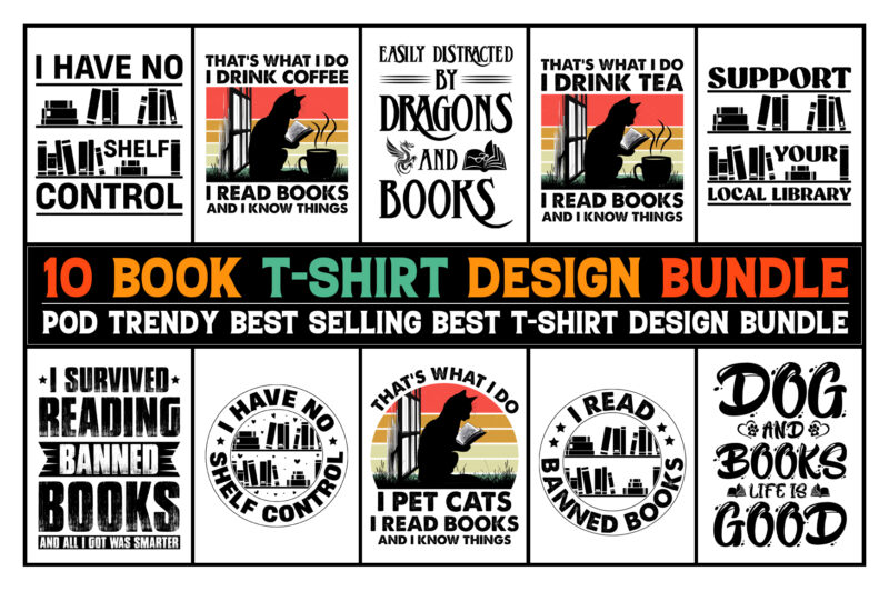 Book T-Shirt Design Bundle