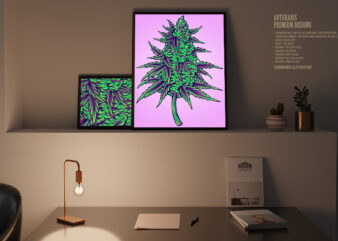 Botanical style cannabis indica flower bud