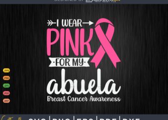 I wear pink for my abuela grandma breast cancer gifts svg & png