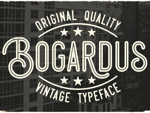 Bogardus vintage font and 4 t-shirt designs