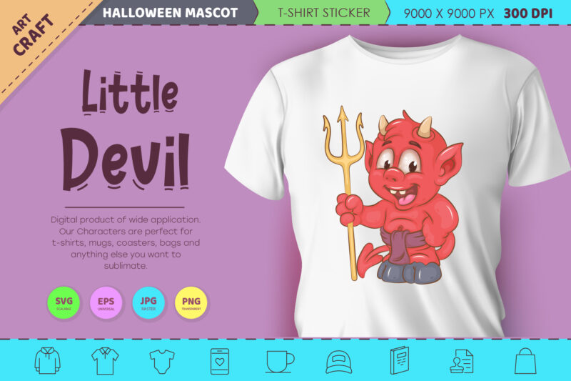 Cute Little devil. Halloween mascot.