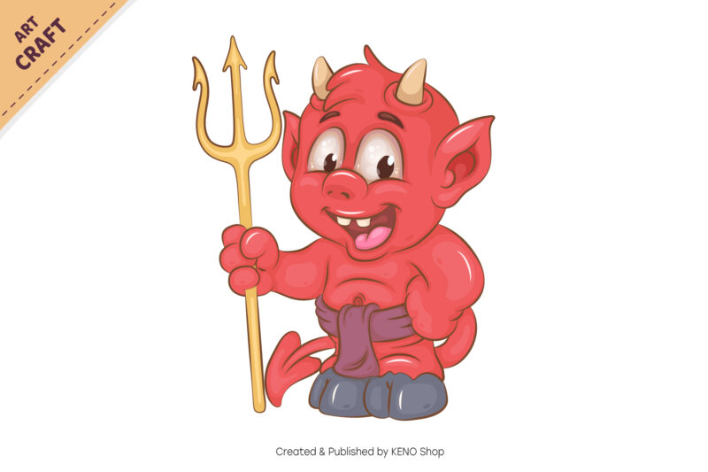 Cute Little devil. Halloween mascot.