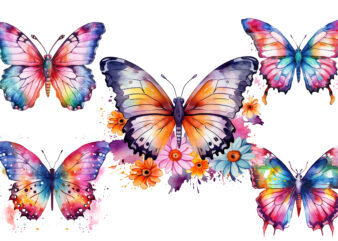Colorful Butterfly with flower t shirt vector file