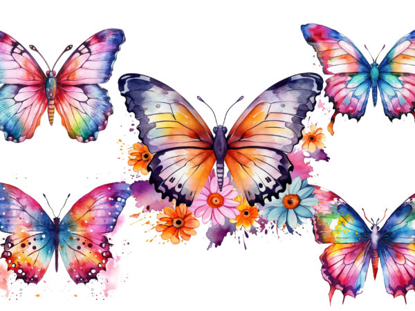 Colorful butterfly with flower t shirt vector file