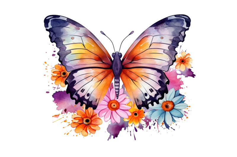 Colorful Butterfly with flower