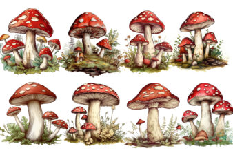 Cottagecore Mushroom, Vintage Mushroom Clipart, Mushroom Tshirt Design, Mushrooms Clipart, Mushroom Illustration, Mushroom Sublimation, Retro Mushroom Clipart, Printable Mushroom, Mushroom Print On Demand, Mushroom Collection Set, Pink Mushroom Clipart Bundle,