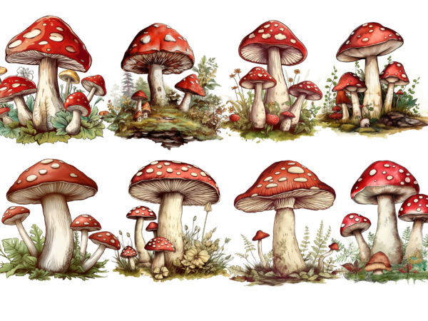 Cottagecore mushroom, vintage mushroom clipart, mushroom tshirt design, mushrooms clipart, mushroom illustration, mushroom sublimation, retro mushroom clipart, printable mushroom, mushroom print on demand, mushroom collection set, pink mushroom clipart bundle,