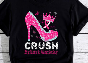 Crush Breast Cancer Awareness Bling Ribbon Pink Women PC t shirt vector file