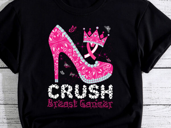 Crush breast cancer awareness bling ribbon pink women pc t shirt vector file