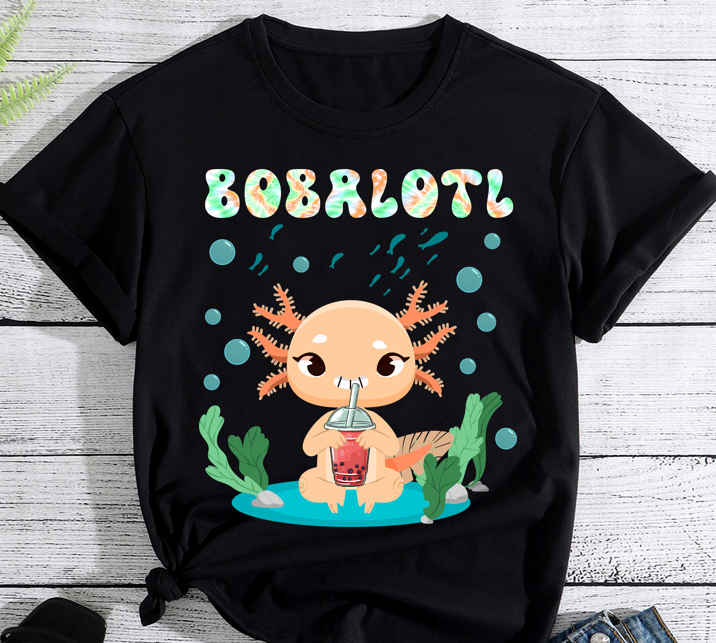  Big Axolotl Bubbletea Premium T-Shirt : Clothing