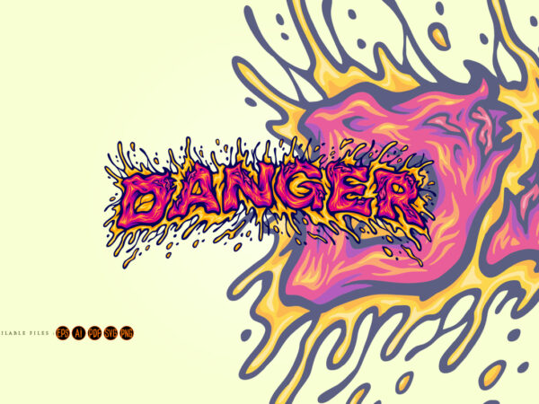 Danger lettering word with splattered effect t shirt vector illustration