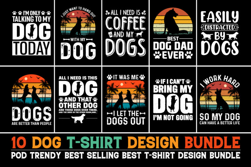 Dog T-Shirt Design Bundle