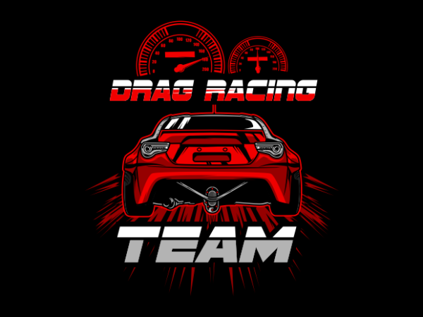 Drag race car back view t shirt vector illustration