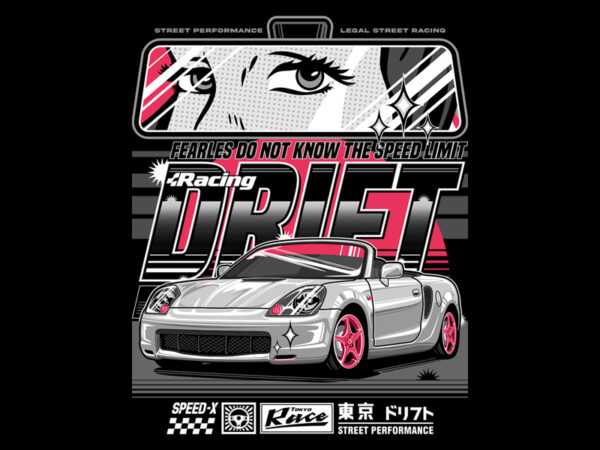 Drift racing t shirt vector illustration