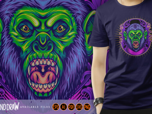 Enigmatic monkey king with intricate engravings vector clipart