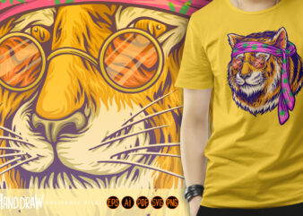Fierce beautiful bohemian tiger head t shirt graphic design