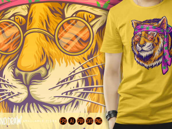 Fierce beautiful bohemian tiger head t shirt graphic design