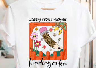 First Day Kindergarten Teacher Leopard Pencil Back to School t shirt graphic design