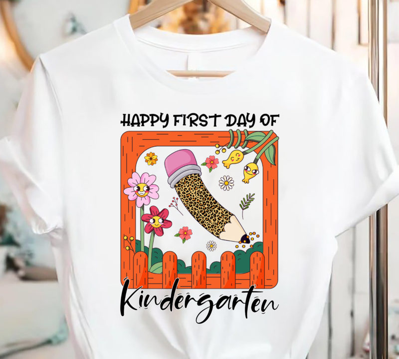 First Day Kindergarten Teacher Leopard Pencil Back to School