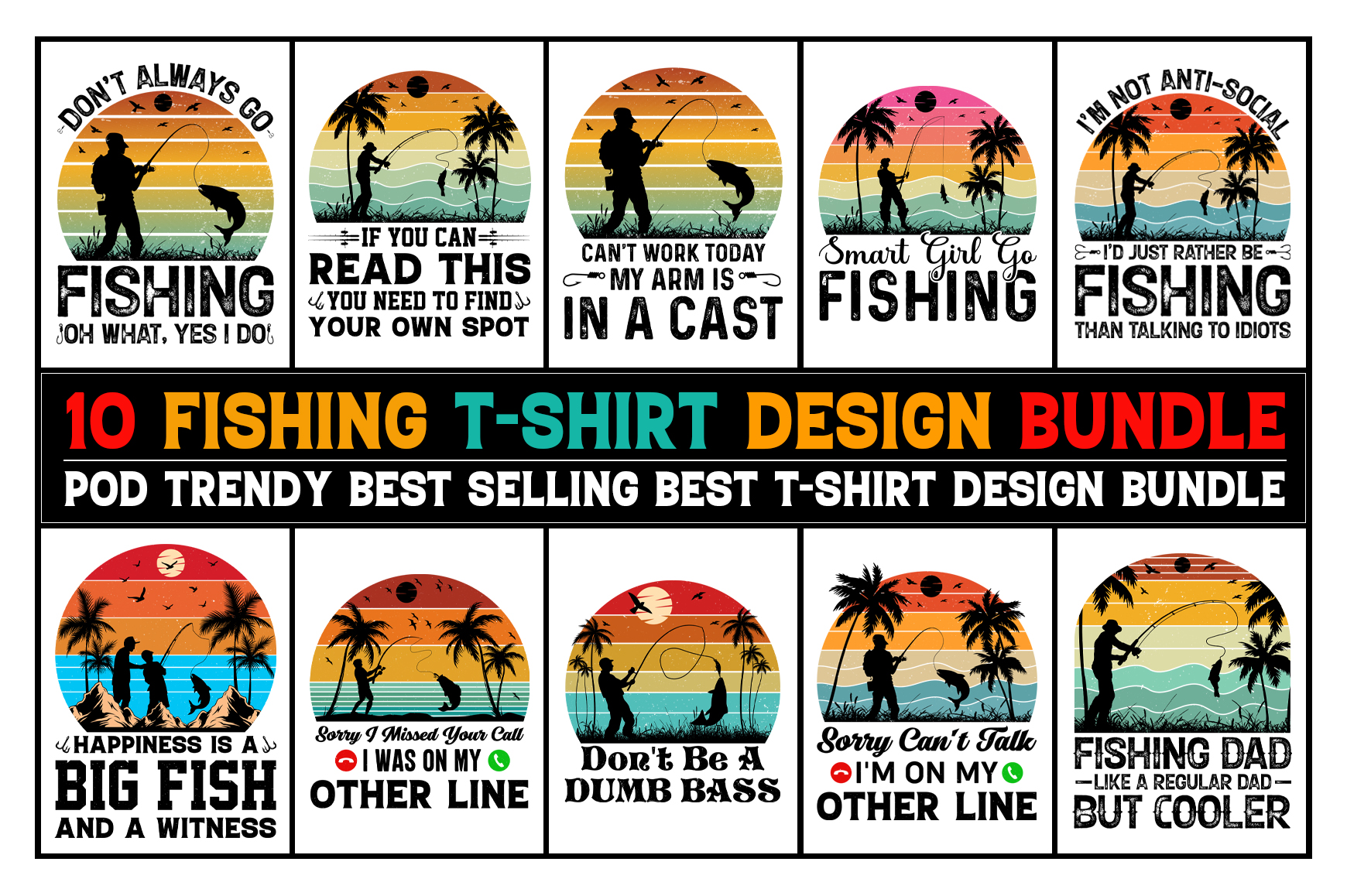 Fishing T-Shirt Design Bundle,Fishing,Fishing TShirt,Fishing