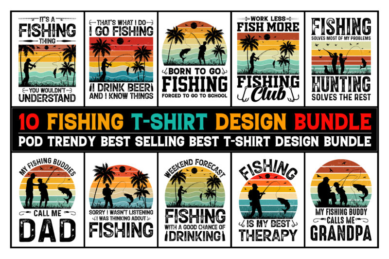 Fishing T-Shirt Design Bundle