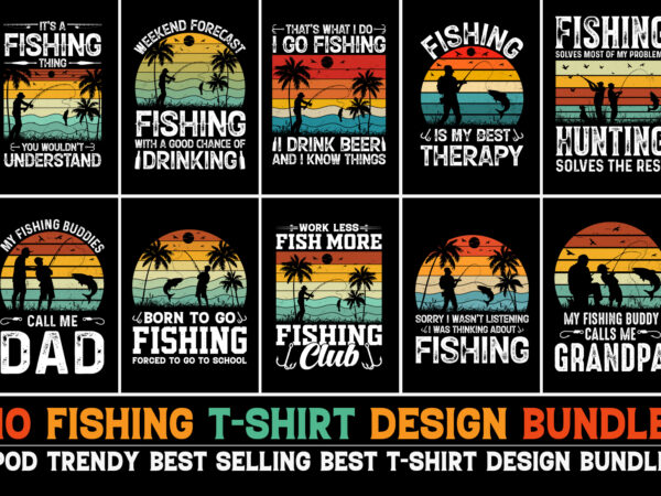 Fishing t-shirt design bundle