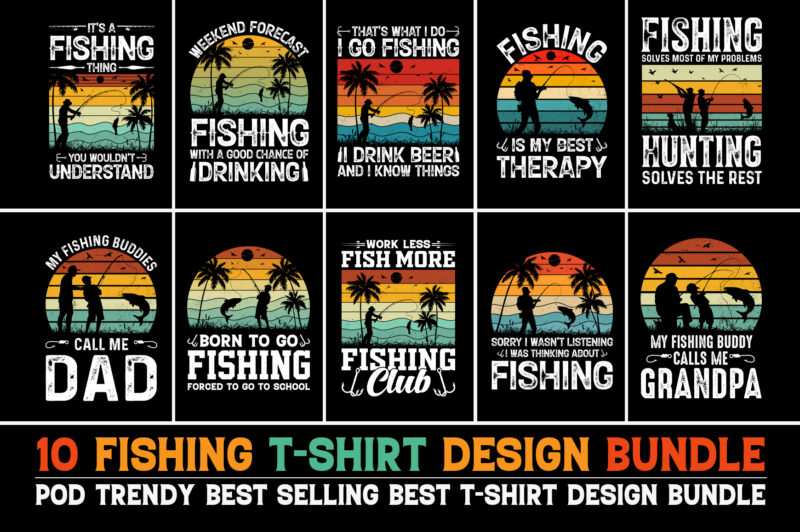 Fishing T-Shirt Design Bundle