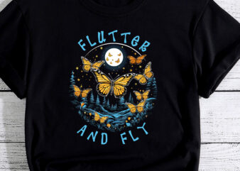Flutter and Fly apparel, monarch butterflies on glowing moon PC