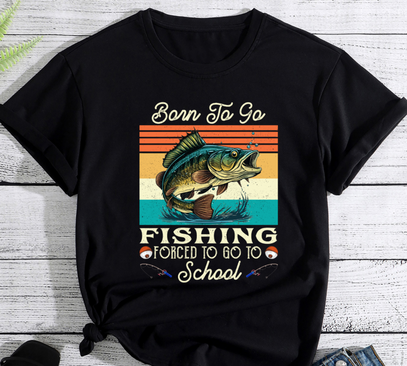 Funny Born To Go Fishing Bass Fish Fisherman Boys Kids PC