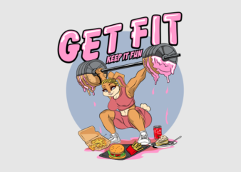 Get Fitt Fun Cartoon t shirt design template