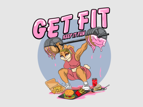 Get fitt fun cartoon t shirt design template