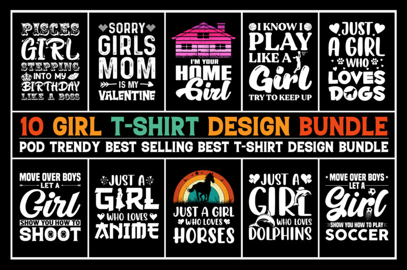 Girl T-Shirt Design Bundle