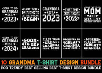 Grandma T-Shirt Design Bundle Png