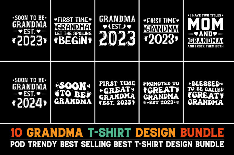 Grandma T-Shirt Design Bundle Png